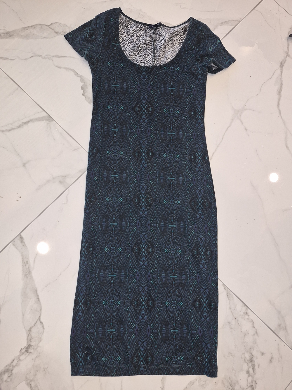 American Eagle Outfitters Teal & Navy Scoop Neck Maxi Dress
